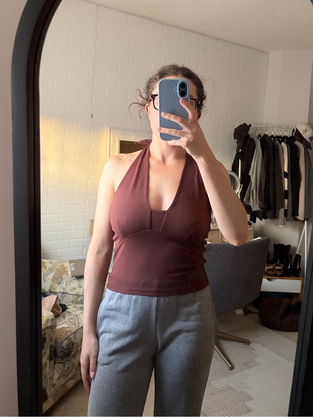 Anthropologie Cocoa Brown Halter Top